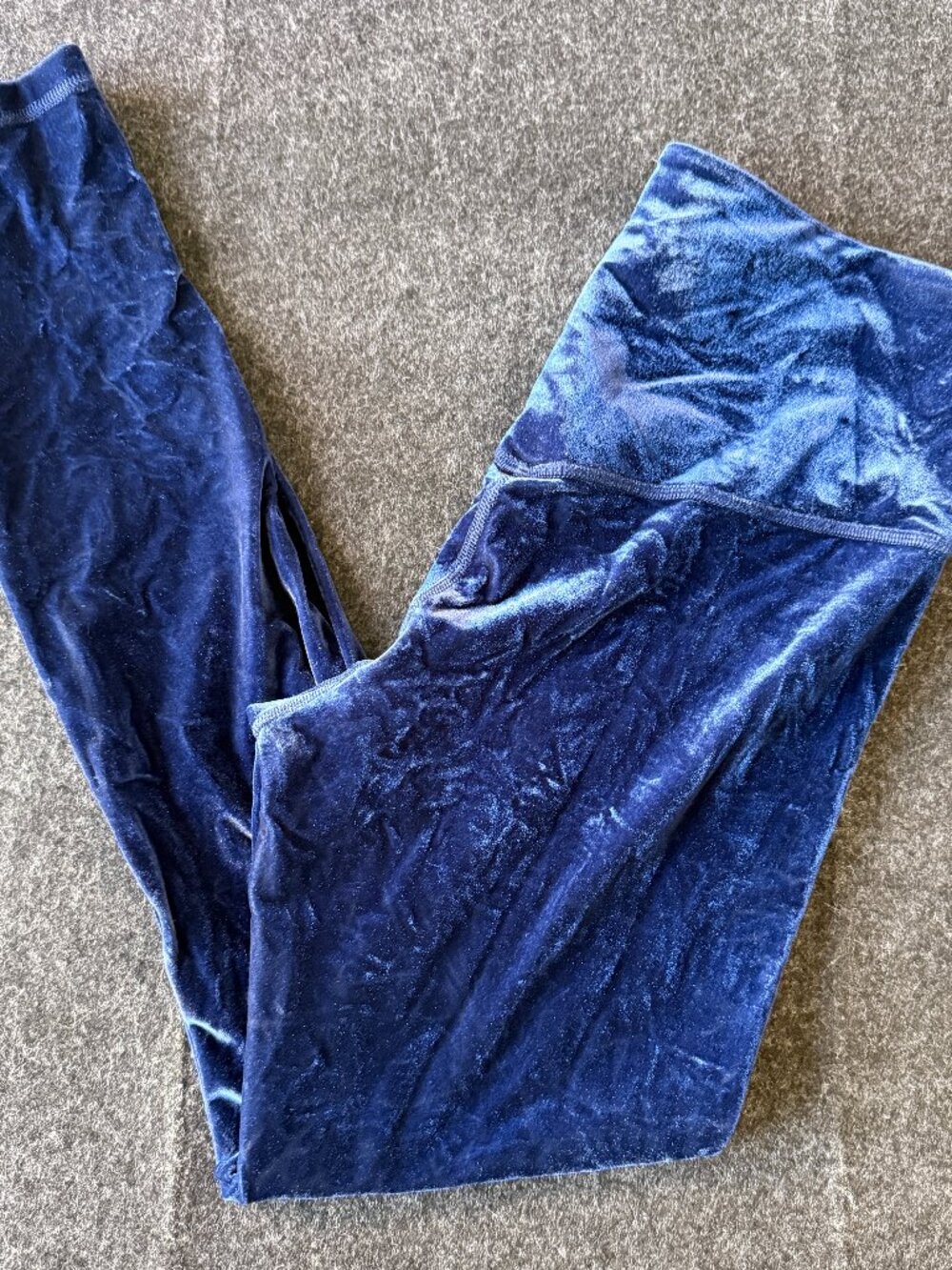 Athleta Elation Velvet Tight Leggings Medium Blue Velour Yoga Pants